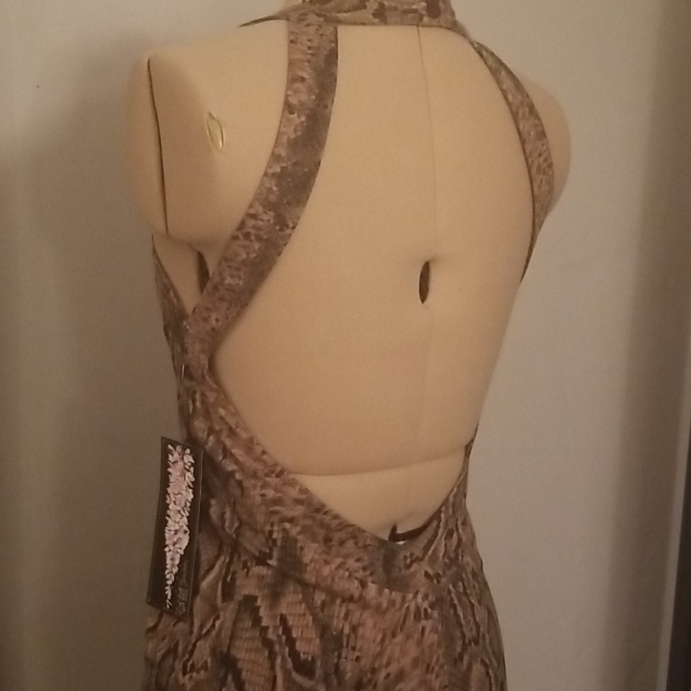 L.A.M.B. Snakeskin Print Backless Gown NWT